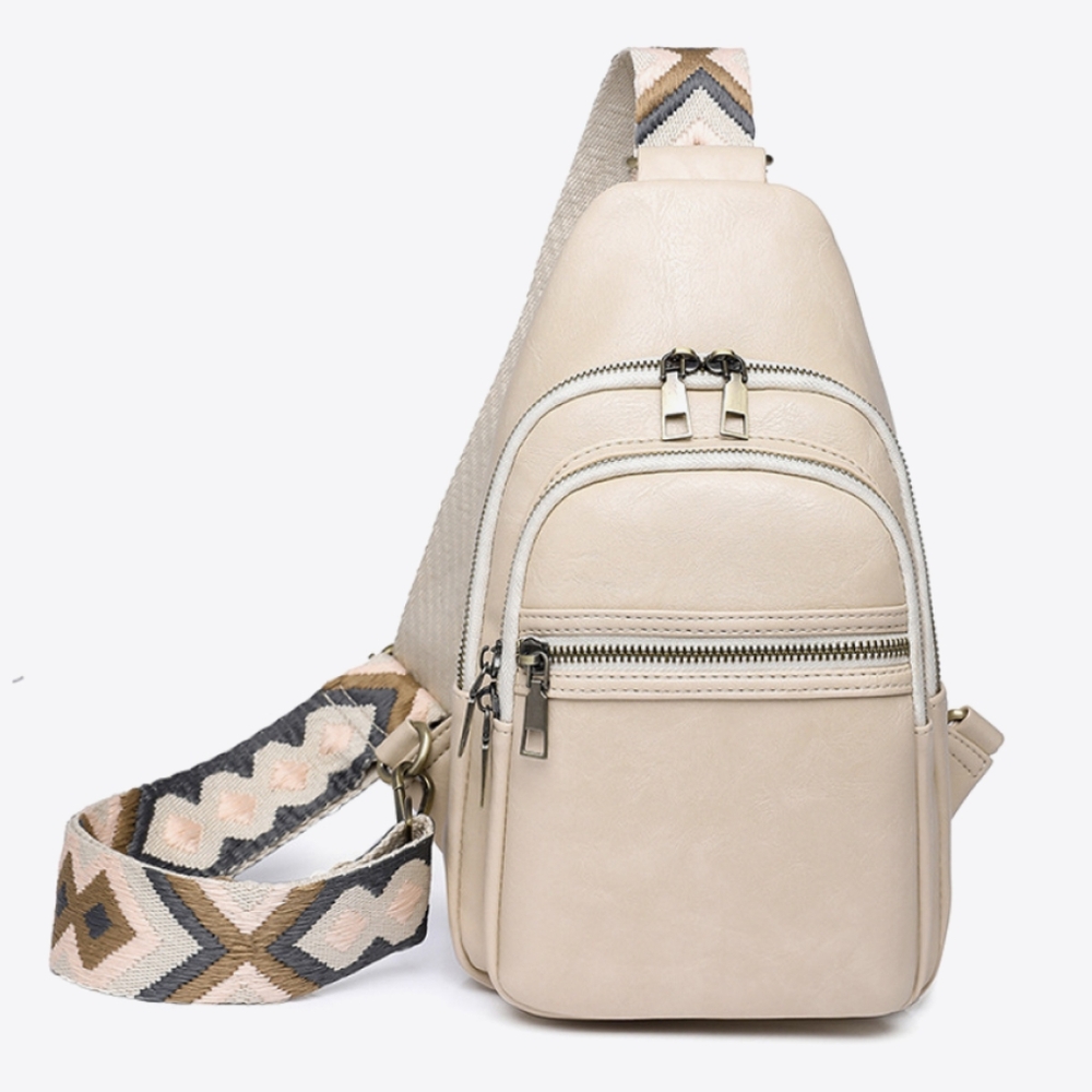 Vegan Leather Sling Bag Crossbody Shoulder Purse Colorful Convertible Wide Strap
